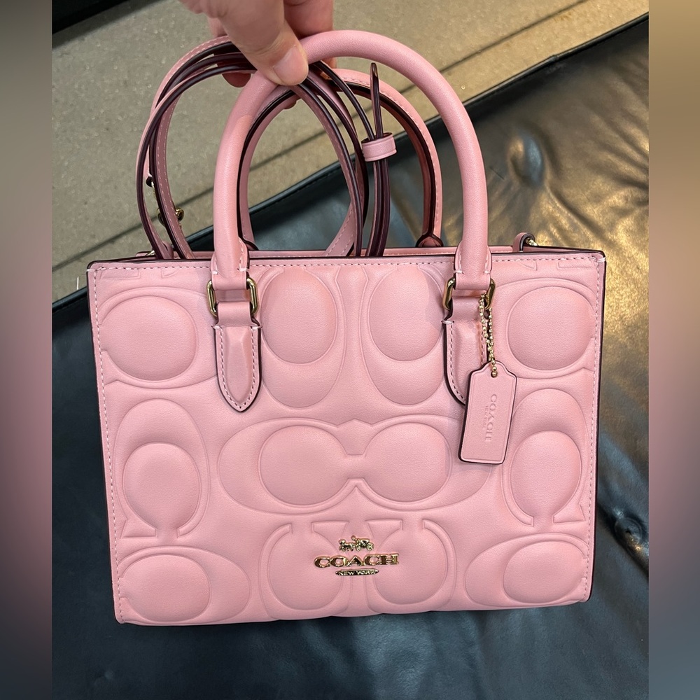 Sold ❌Coach Maggie Small Tote Bag in Signature Leather pink petal NWT